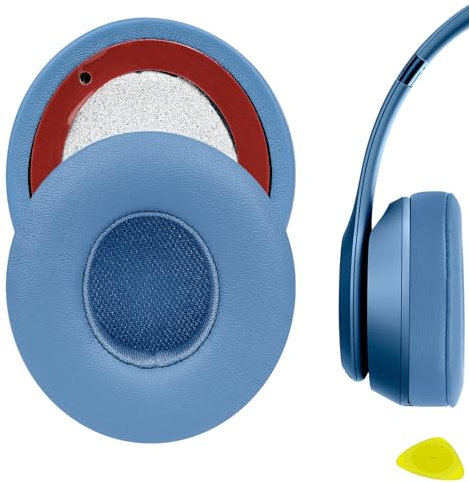 Geekria Replacement Ear Pads Compatible with Beats Solo 4 Wireless On-Ear Headphones, Ear Cushions (Blue)