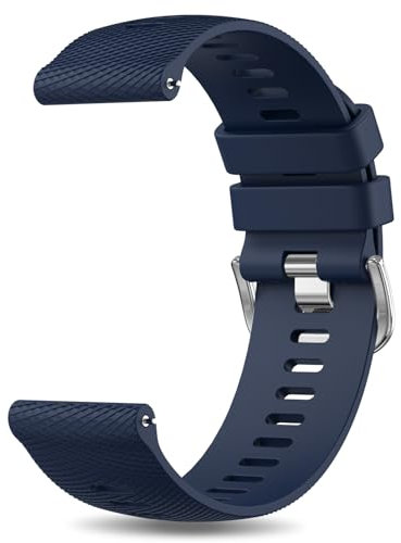 YLK 22mm Bracelet de Montre en Silicone, Souple Bracelet de Replacement en Dégagement Rapide avec Boucle en Même Couleur Homme Femme 22mm, Bleu Nuit