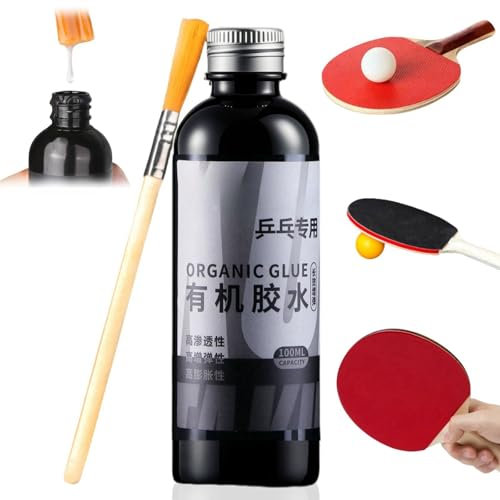 100ML Table Tennis Glue,Speed Liquid Super,Pingpong Racket Rubbers with Special Brush,Professional Table Tennis Bat Adhesive Set,Table Tennis Liquid Glue for Assembling Table Tennis Paddle