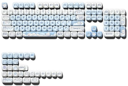 Tiardey Tastenkappen PBT-Tastenkappen-Set Sublimierte Bären-Tastenkappen für mechanische Gaming-Tastatur 132 Tasten