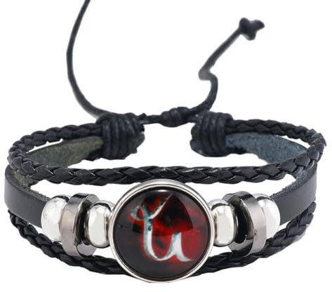 PAURO Herren Damen Retro PU Leder Einfach 12 Sternzeichen Geflochtenes Verstellbares Armband Steinbock