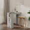 OHOOWOO Bartisch mit Regal Betongrau 102x50x103,5 cm Holzwerkstoff,Funktionaler Stehtisch mit Ablageflächen für Küche und Essbereich Wohnzimmer Esstische