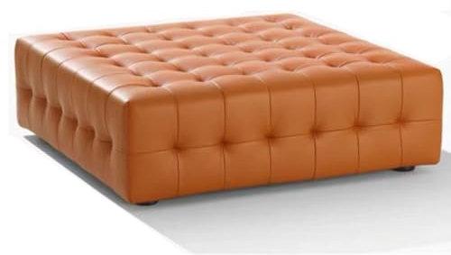 CVQJL Modernes Ecksofa, quadratisch, modular, Einzelsofa, bequemer, übergroßer Akzentsessel, Tiefe Sitzfläche, PU-Boden-Tofu-Couch für Wohnzimmer, Schlafzimmer, Büro, Wohnung, orange, 130 cm