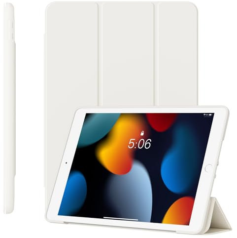 GKABXY Hülle für iPad 9./8./7. Generation 10,2 Zoll (2021/2020/2019), Schlanke, Dreifach Faltbare Smart-Hülle mit weicher TPU-Rückseite und Auto Schlafen/Wachen, Weiß