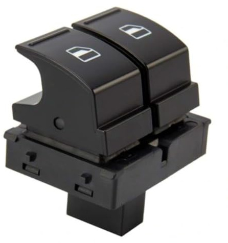 Interruptor de elevalunas delantero izquierdo (lado del conductor), compatible con Volkswagen Golf 5 y 6, Touran 1, Caddy 3 y 4, Passat B6, Seat Ibiza 4 y León 2 – OEM 1K3959857A, 2K0959857A