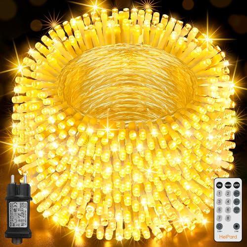 HeiPard Luci Albero Natale Esterno Interno 80M, 800 LED catena luminosa esterno con 8 Modalità e Memoria, Impermeabile Lucine da Esterno Giardino per Balcone, Casa, Festa, Nozze - Bianco Caldo