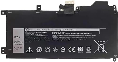 7.6V 38Wh 4750mAh 1FKCC 09NTKM 9NTKM 0D9J00 D9J00 0KWWW4 KWWW4 T5H6P Laptop Battery Compatible for Dell Latitude 7200 7210 2-in-1 T04J T04J001 T04J002 Series