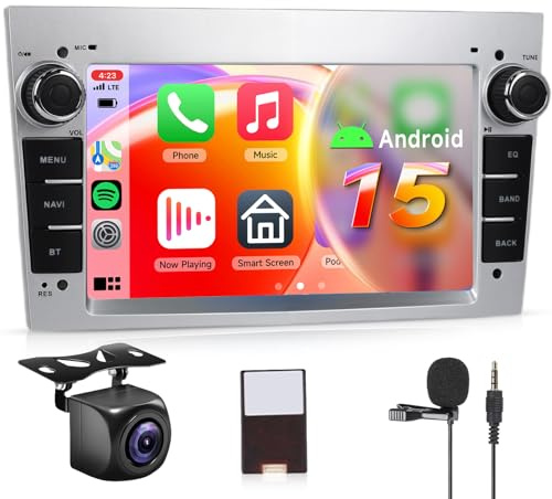 【8 Kern 6+128G】 Hodozzy Carplay Autoadio für Opel Astra Meriva Zafira mit Navi/WiFi, 7 Zoll Opel Autoradio Bluetooth mit Android Auto/Mirror Link/32 EQ/FM/RDS/SWC/WiFi+Rückfahrkamera, Silber