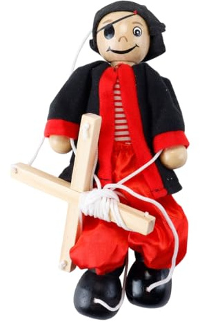 Hoite Vaguely Piraten-Marionettenpuppe aus Holz für Erwachsene, lustiges und interaktives Performance-Requisit, ideal zum Spielen und Präsentieren, mehrfarbig