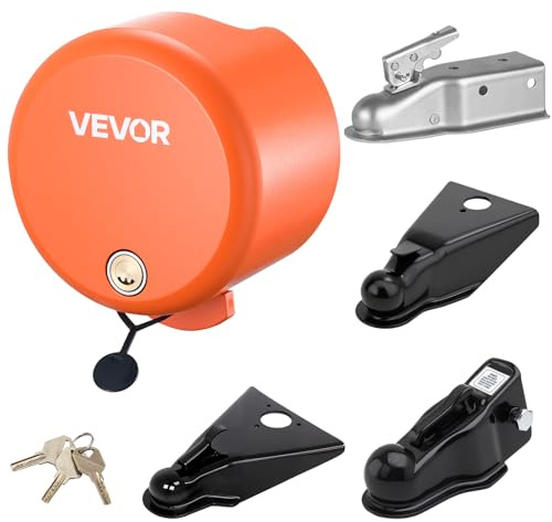 VEVOR Lucchetto per Rimorchio, per Attacchi da 47,5/50,6/58,6 mm, Lucchetto per Gancio di Traino con 4 Chiavi, Resistente allo Scasso e alla Corrosione, Compatibile Giunto a Sfera a Bordo Piatto