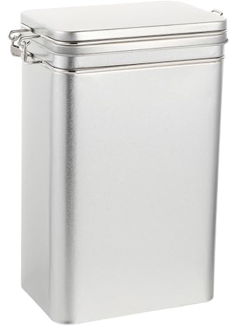 GARVALON Weißblech Vorratsdose Luftdicht Retro Stil Rechteckiger Tee Kaffeebehälter aus Lebensmittelechtem Robust und Geruchsneutral zur Frischhaltung von Kaffeebohnen und Tee