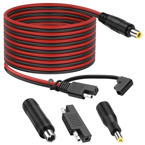 XMSJSIY 14AWG SAE a DC 7909 - Cable alargador de 8 mm (1,8 m) | Cable de alimentación solar con polaridad SAE adaptador inverso y convertidor DC5525/8020 para panel solar automovilismo RV