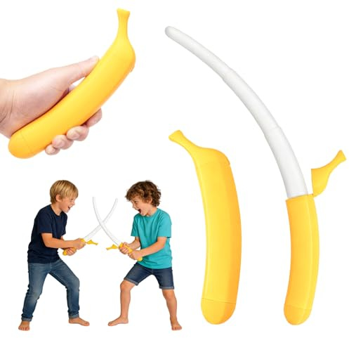 Retractable Banana Sword 3D Printed Realistic Banana Wand Cosplay Prop Plastic Fake Knife Katana Toy for Anime Cosplay Fidget Prop for Banana Costume Kids Adults Holiday Role Play Fancy Dress