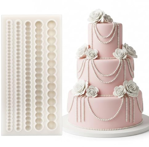JJUNW Decoration Fondant Mold, Fondant Mold for Cake Decorating | Scroll Lace Fondant Molds Pearl Silicone Molds for Cupcake Toppers UV Resin Plaster Clay
