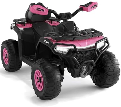 Quad elettrico fuoristrada, veicoli elettrici per bambini, 12 V, ATV per bambini da 3 a 8 anni, 2 motori, telecomando per genitori, LED, musica, Bluetooth, USB, 95 x 56 x 55 cm