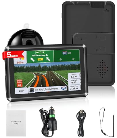 5 Inch Sat Nav for Cars, GPS Navigation, UK & Europe Maps, Offline Satnav | 8GB Storage, Lifetime Free Map Updates, Postcode Search, Voice Guidance, Speed Camera Alerts, Lane Guidance Assist, POI