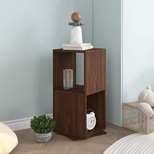 kithwjll Drehregal Braun Eiche-Optik Holzwerkstoff 34,5x34,5x75,5 cm Standregal schmal drehbar 360 Grad Bücherregal klein Regal Vintage für Wohnzimmer Büro