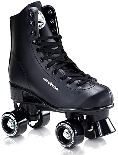 Nils Extreme Rollschuhe für Damen Mädchen und Kinder NQ8400S - Quad Roller aus Kunstleder – Disco Skates - Rollerskates 39 - Schwarz