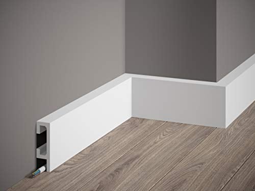 MARDOM DECOR Sockelleiste I QL019 ScratchShield® & LightGuard® I Kabelkanal Fußbodenleiste Abdeckleiste I 200 cm x 8,0 cm x 2,5 cm