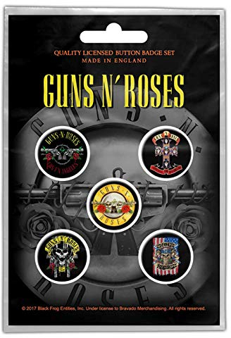 Guns n Roses Bouton broche Bullet Logo Lot de 5 Multicolore