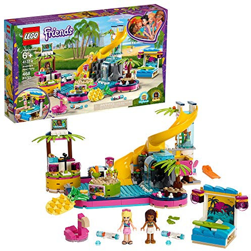 LEGO Friends Andrea's Pool Party 41374 Toy Pool Building Set with Andrea and Stephanie Mini Dolls for Pretend Play, Includes Toy Juice Bar and Wave Machine (468 Pieces)