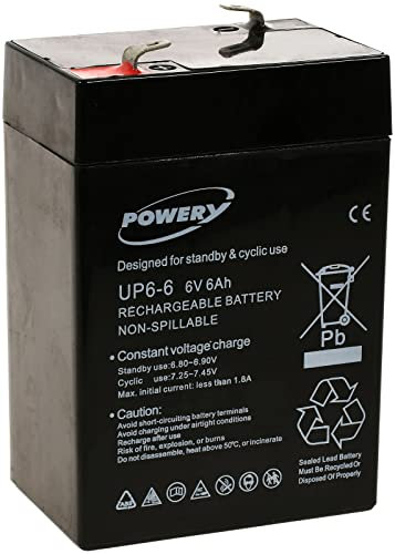 Powery Batterie au Plomb-Gel UP6-6 6V 6Ah, 6V, Lead-Acid [ Batterie au Plomb ]