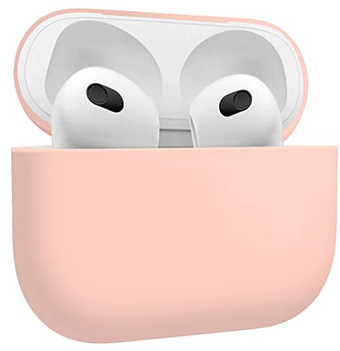 MyGadget Silikon Hülle kompatibel mit Apple AirPods 3. Generation - Schutzhülle Qi kompatibel - Etui Soft Silikonhülle - Case Tasche in Rosa