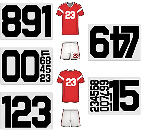 34 Pieces Iron on Numbers T-Shirt, 8 Inch & 2 Inch Heat Transfer Iron on Numbers 0 to 9 for Team Uniform Sports T-Shirt Hats Jersey Football Basketball Baseball (1 Set Black)