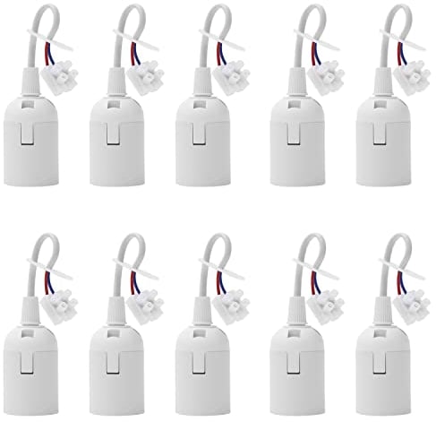 10 Stück Lampenfassung E27 Ersatzfassung Renovierfassung Lampenhalterung 4 A 250V Baufassung mit Kabel für Wohnzimmer Kronleuchter Küche Schlafzimmer Glühbirnen Zubehör (Weiß)
