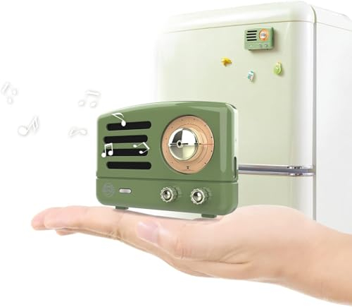 Muzen Bluetooth Lautsprecher Klein mit Magnet, Magnetischer Mini Bluetooth-Lautsprecher, Retro Design, Tragbar, Bluetooth 5.3, USB-C Laden, Kühlschrankmagnet, Geschenk für Frauen Männer (Grün)