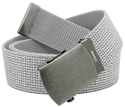 Build A Belt Hebilla deslizante clásica de plata envejecida de 1.25 pulgadas de ancho con cinturón de tela de lona, Purpurina plateada, XL 16-18