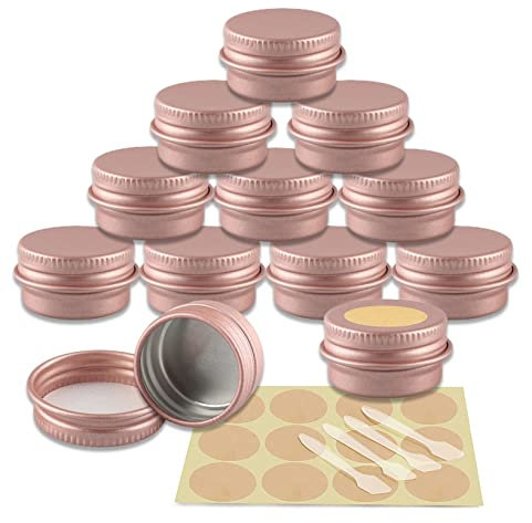 YANCAER 50 Pièces Pots en Aluminium Rose mat de 5ml avec Couvercle - D26mm x H15mm Vide Ronde Cosmétiques Pot Conteneurs de Voyage pour Maquillage, Crème, Baume à Lèvres, Mini Bougies