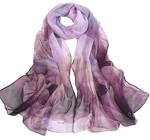 Schaltuch Damen Sommer uni Schal einfarbig Sommerschal Sommer Halstuch Farbverlauf Seide Sommer Loop Verlauf Regenbogen Rainbow Silk Uni Rundschal Schlauchschal Stola Schal leicht (A1-Blue, One Size)