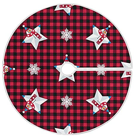 91cm/36Inch Weihnachtsbaumdecke Christbaum Decken Weihnachtsdecke Baum Für Heimdekorationen Weihnachtsfeier Urlaub Schneemann-Schneeflocken Kariert - Karierter Tartan