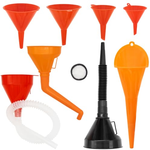 Lot de 12 Entonnoir Essence, Plastique Entonnoir à Essence Lot, Entonnoir Universel à Essence, Avec Filtre et Tuyau Flexible, Pour voitures et motos, huile moteur, liquide, diesel, kérosène et essence