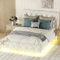 Soweiz Doppelbetten140 x 200cm, Polsterbetten, Schwebebetten, Polsterbetten mit Lichtleisten (Beige)