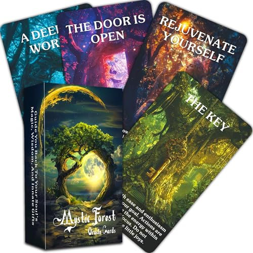 BAIYOOBAI Cartes d'oracle de la forêt enchantée mystique, guide mystique et inspiration du royaume magique de la nature, jeu Oracle de la sagesse de la nature, cartes Oracle pour débutants