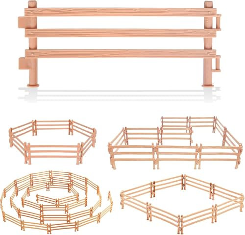 BARVERE Pferdezaun Spielzeug, 40 Stücke Zäune Spielzeug Zubehör, Mini Holzzaun für Reiterhof und Bauernhof, Bauernhof Spielzeug für Kinder Pädagogische