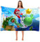 MAJEQZGY Mario Badetuch mit 3D Druck für Kinder Pooltuch Kinder Badelaken Ultraweich Super SaugfäHig Haltbarkeit Strand Badezimmer GesichtstüCher Teenager (Flug)