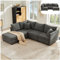 Seyakany Canapé d'angle en L avec Repose-Pieds Convertible,canapé 5 Places,canapé en U,adapté au Salon, Appartement,Coton et Lin,Gris