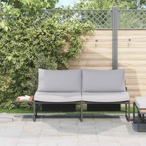 Tonture Garten-Sofa mit Kissen Hellgrau, 200,5 x 70 x 85,5 cm Stahlrahmen, 2-Sitzer Outdoor Couch für Balkon, Terrasse, wetterfestes Modern Garden Loungemöbel