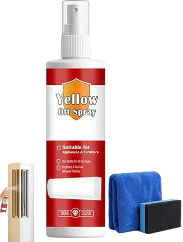 Plastic Yellow-Off Spray Cleaner, Plastic Yellowing Remover Spray, Heavy Duty Yellow Stain Remover, Revive Yellowed Plastics, for Air Conditioner, Toilet Seat, Fan, Etc, 100ml/pc (1)