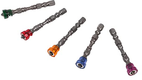 CNBTR 1/4 S2 Chrome Steel Drywall Magnetic Screwdriver Bit PH2 Plasterboard Screw Bits Hex Shank with Depth Stop 1- Pack of 5