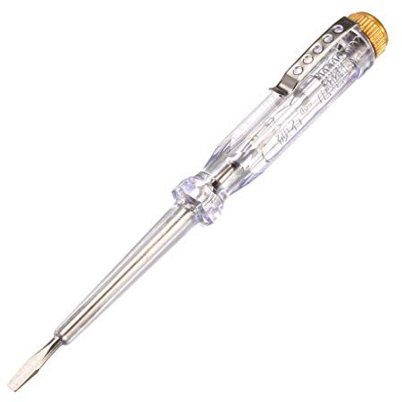 sourcing map Voltage Tester AC 100-500V with 3mm Slotted Screwdriver with Clip for Circuit Test, Clear