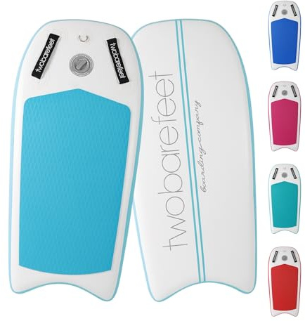 Two Bare Feet 44 Inflatable Bodyboard – Lightweight & Portable Boogie Board with EVA Deck – for Adults & Kids, Perfect for Wave Riding & Beach Fun