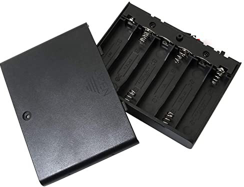 E-outstanding 9V Battery Holder 6X 1.5V AA Battery Storage Case Black Box with ON/Off Switch and Wire Leads
