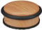 2 x Türstopper Boden, für schwere Türen, Edelstahl, Gummi, flach, Holzoptik Bodenpuffer HxD 5 x 10,5 cm, Hellbraun