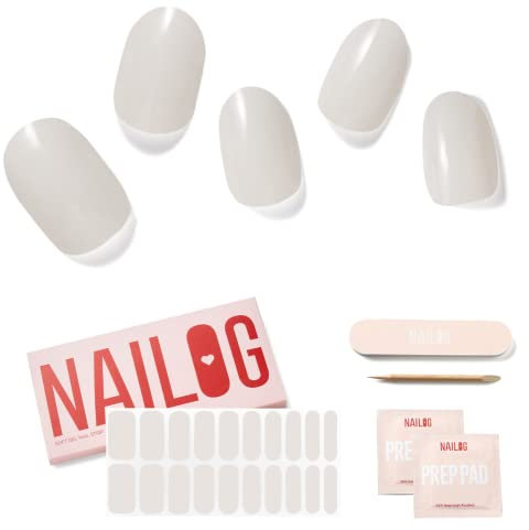 Nailog UV Gel Nagelfolie - Nagelfolie uv härtend 20 Stück - Vegan langanhaltend - Nagelsticker selbstklebend Gel Strips für Maniküre in Salonqualität, Blanc