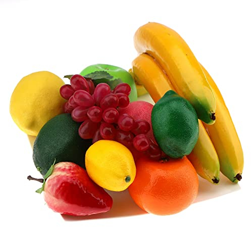 Meiwlong 10 PCS Künstliche Früchte Dekoration Haushalt Gefälscht Banane Zitrone Orange Erdbeeren Apfel Pfirsich Traube Andere Faux Realistisch Fotografie Requisiten