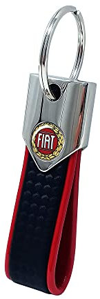 Quattroerre Porte-clés Fiat Carbon Rouge, Logo Rouge Vintage Officiel, multicolore, Taille Unique
